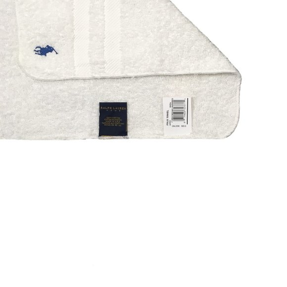 NEW Ralph Lauren Washcloths!  Set of 2  Off White  Blue Polo Player  Made in USA - Picture 2 of 2